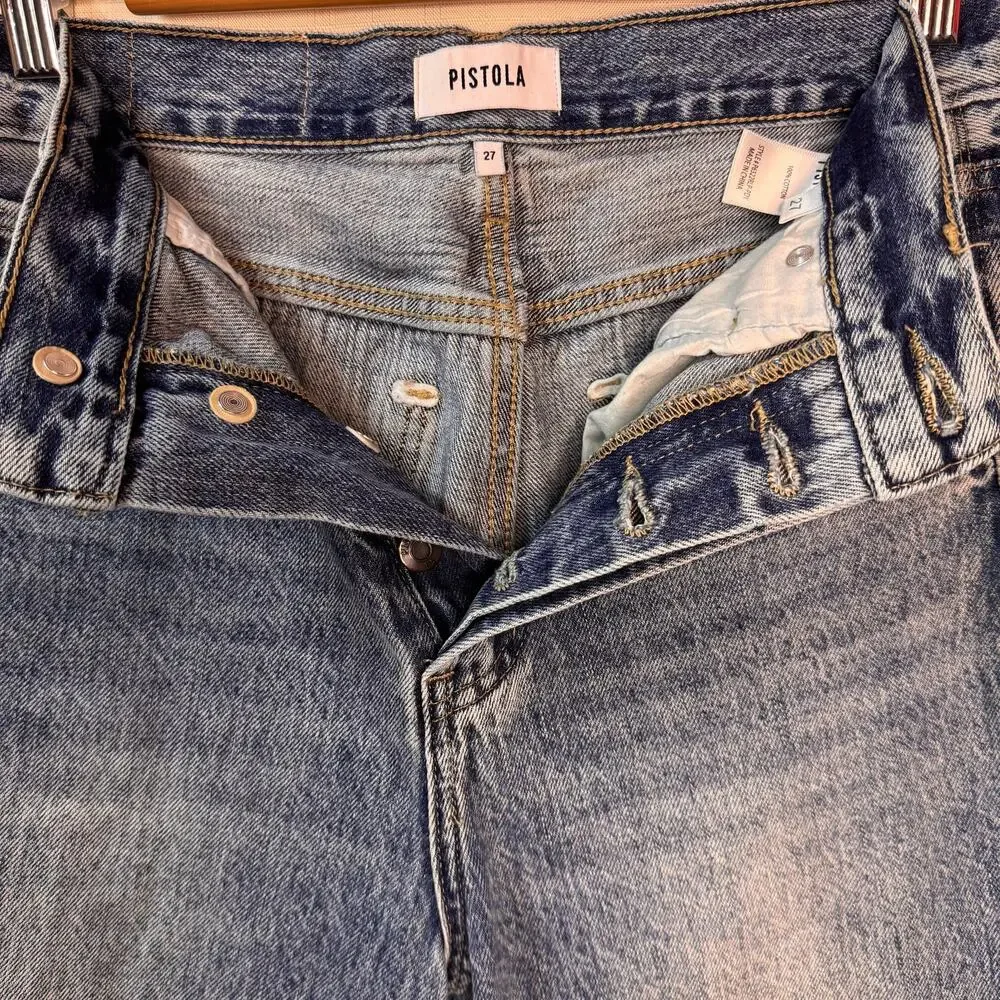 PISTOLA Cassie Jeans Women's 27 Medium Wash High Rise Straight Leg Button Fly - Picture 8 of 12